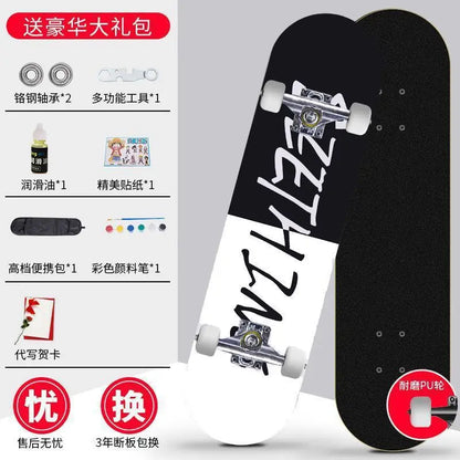 Skateboard profissional para iniciantes meninos e meninas crianças adolescentes adultos street quatro rodas dupla articulação