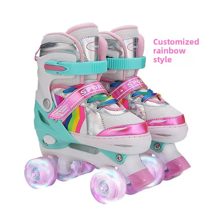 Patins Elegantes de Quatro Tamanhos Ajustáveis com Dupla Fila para Crianças