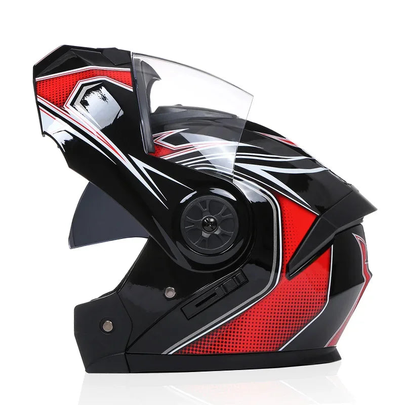 Capacete Modular com Duas Lentes BLD para Motocicleta, Seguro, Rebatível, Capacetes Profissionais de Motocross e Corrida, Capacete Integral para Moto