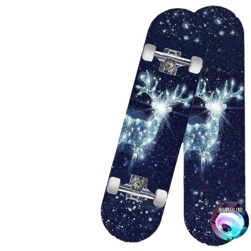 Skateboard profissional para iniciantes meninos e meninas crianças adolescentes adultos street quatro rodas dupla articulação