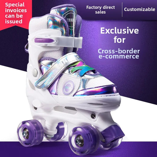 Patins Elegantes de Quatro Tamanhos Ajustáveis com Dupla Fila para Crianças
