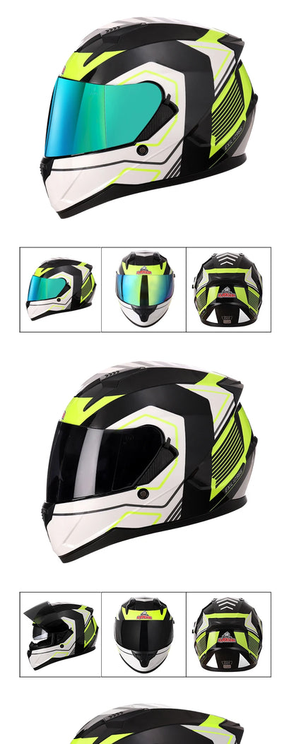Motorcycle Helmet Full Face Double Lens Capacete Professional Men Women Four Seasons DOT ECE Approved Safety Protective Casco