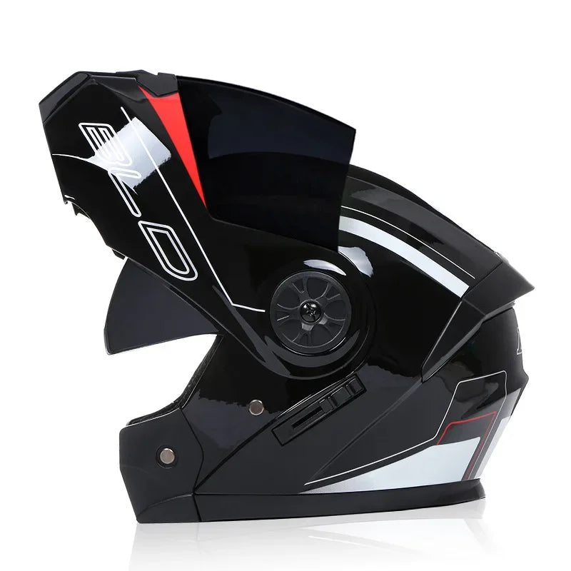 Capacete Modular com Duas Lentes BLD para Motocicleta, Seguro, Rebatível, Capacetes Profissionais de Motocross e Corrida, Capacete Integral para Moto