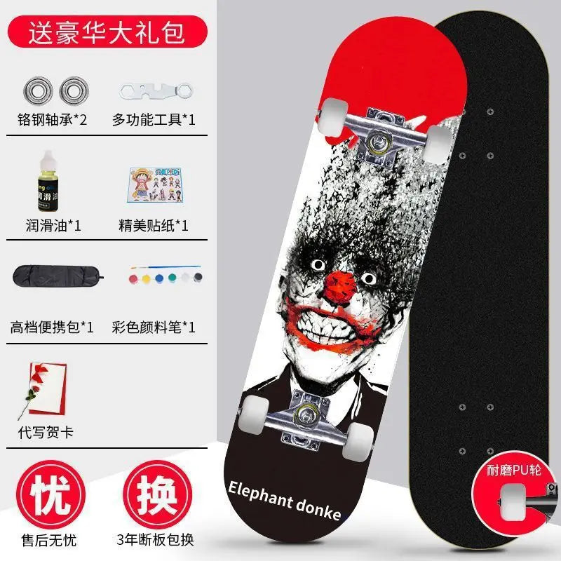 Skateboard profissional para iniciantes meninos e meninas crianças adolescentes adultos street quatro rodas dupla articulação