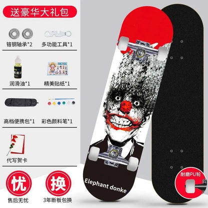 Skateboard profissional para iniciantes meninos e meninas crianças adolescentes adultos street quatro rodas dupla articulação