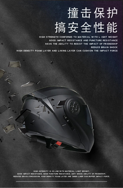 Capacete Modular Dobrável de Moto de Segurança Aprovado pelo DOT Mais Recente Voyage Racing com Lente Dupla e Viseira Interna