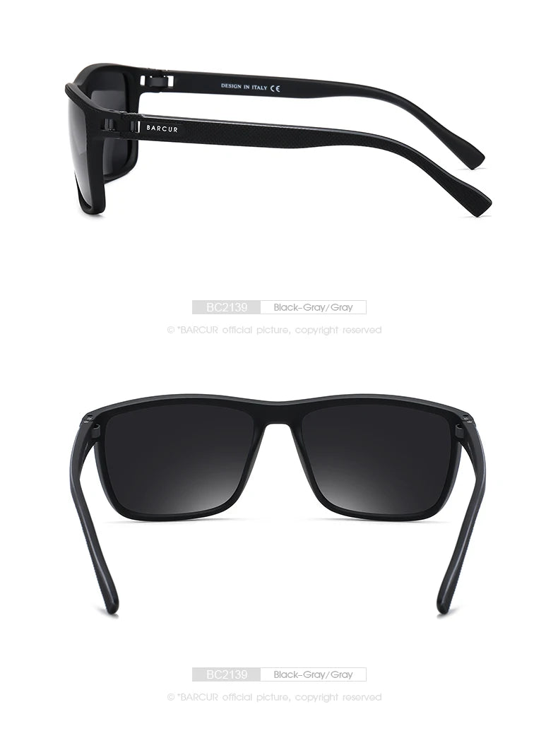 Óculos de Sol BARCUR Design TR90 para Homens Polarizados, Leves, Esportivos, Óculos de Sol para Mulheres, Acessório de Óculos com Proteção UVAB
