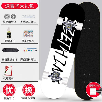 Skateboard profissional para iniciantes meninos e meninas crianças adolescentes adultos street quatro rodas dupla articulação