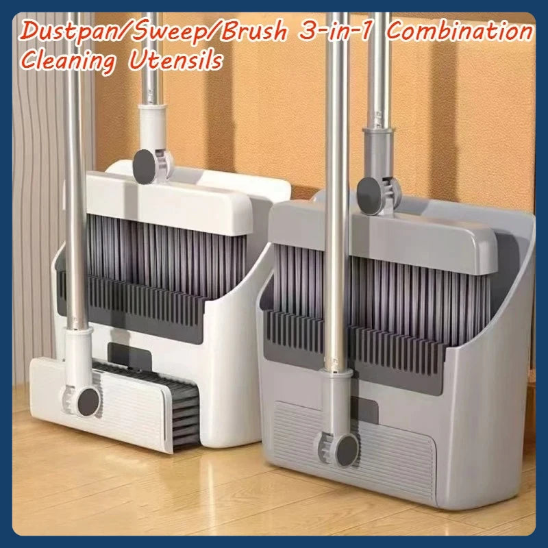 Vassoura pá escova 3 em 1 dobrável de cerdas macias duráveis e antiaderentes 2025