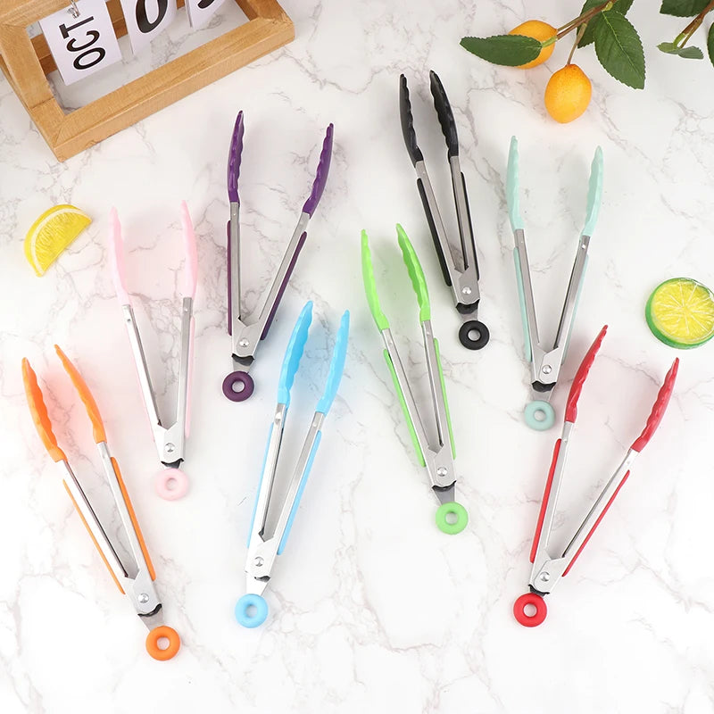 Pegador de Silicone para Churrasco, Cozinha, Salada, Pão, Pegador Antiaderente para Churrasco, Clipes e Grampos de Aço Inoxidável, Ferramentas e Gadgets