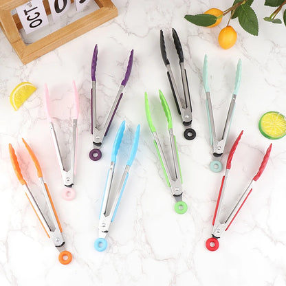 Pegador de Silicone para Churrasco, Cozinha, Salada, Pão, Pegador Antiaderente para Churrasco, Clipes e Grampos de Aço Inoxidável, Ferramentas e Gadgets