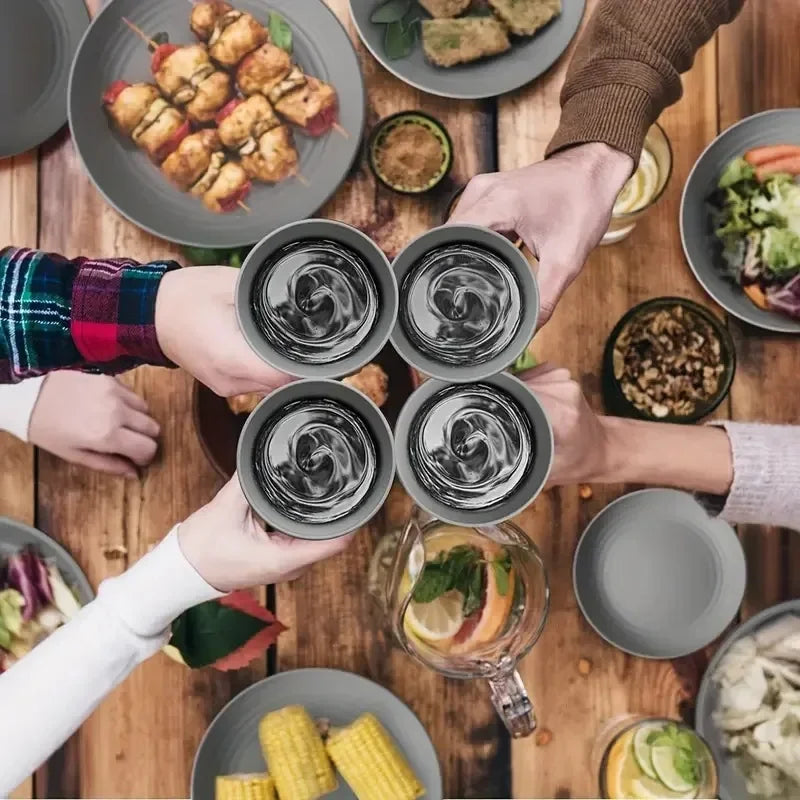 Novo Conjunto de 16 Peças de Pratos Não Quebráveis, Pratos de Palha de Trigo, Conjunto de Utensílios de Mesa, Seguros para Micro-ondas e Lava-louças, Utensílios Reutilizáveis