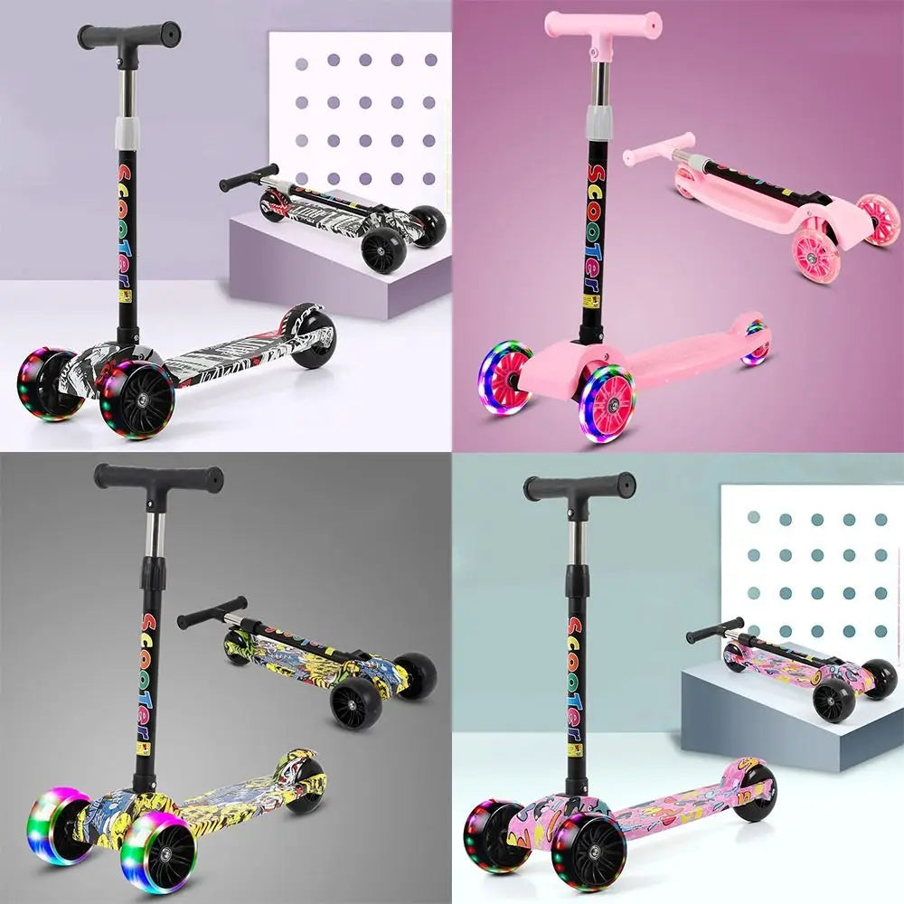 Patinete Infantil Dobrável Altura Ajustável Pedais Largos Patinete Infantil com Rodas que Piscam Patinete Dobrável Leve