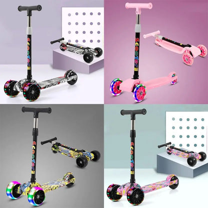 Patinete Infantil Dobrável Altura Ajustável Pedais Largos Patinete Infantil com Rodas que Piscam Patinete Dobrável Leve