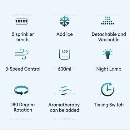 Portable Small Air Cooler Fan with LED Night Light Humidifier Portable Air Conditioner for Home Office Bedroom Personal Cooler