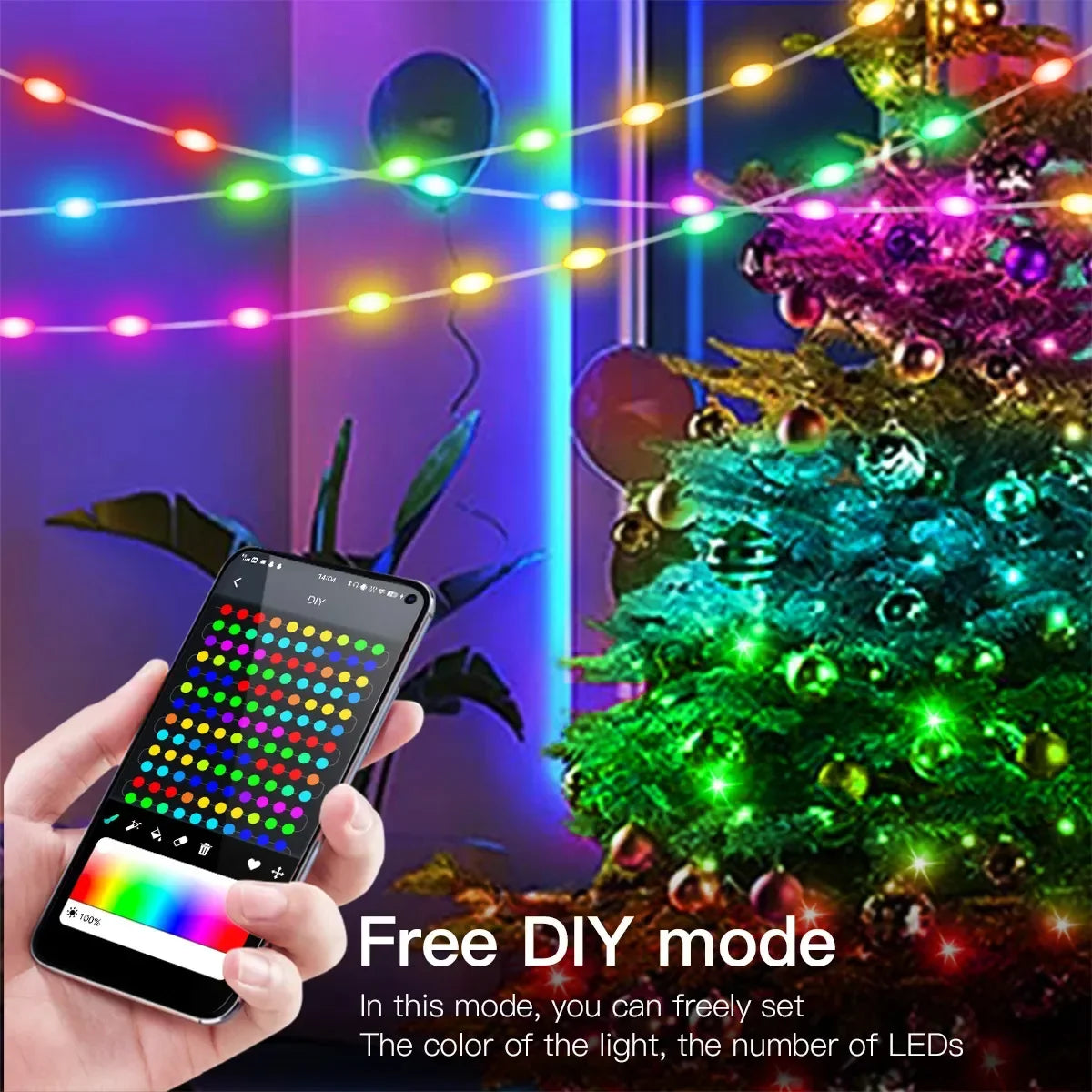 Luzez LED RGB USB 5M/10M/15M/20M com App Bluetooth, para Decoração de Natal, Casamento e Festa de Aniversário e muito Mais