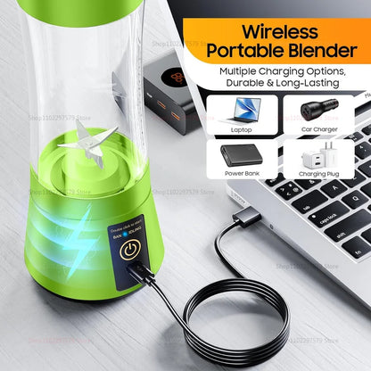 Liquidificador de suco doméstico de 380ml, mini espremedor elétrico USB recarregável, eletrodoméstico para uso doméstico