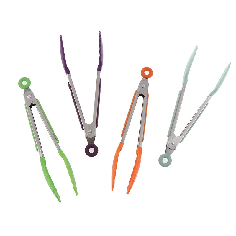 Pegador de Silicone para Churrasco, Cozinha, Salada, Pão, Pegador Antiaderente para Churrasco, Clipes e Grampos de Aço Inoxidável, Ferramentas e Gadgets