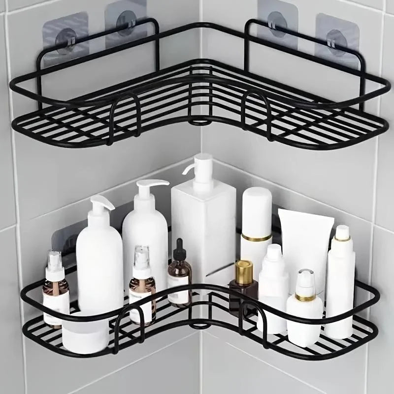 Prateleira de Banheiro Suporte para Shampoo Rack de Armazenamento Cozinha Sem Perfuração Prateleira Triangular Acessórios de Banheiro
