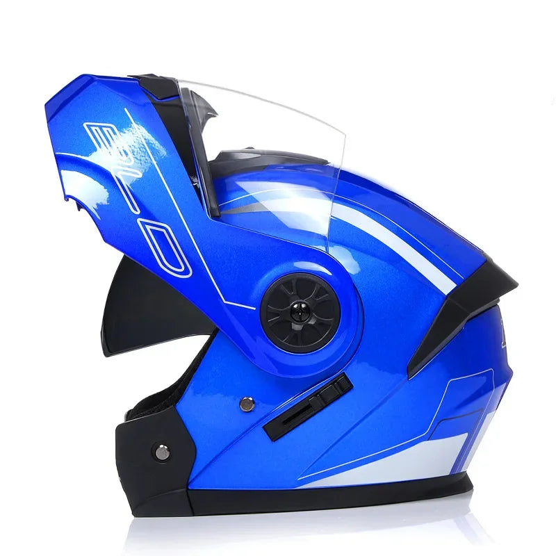 Capacete Modular com Duas Lentes BLD para Motocicleta, Seguro, Rebatível, Capacetes Profissionais de Motocross e Corrida, Capacete Integral para Moto