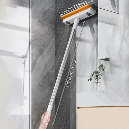 Escova de Limpeza com Cabo Longo Ajustável Escalável Multifuncional para Banheiro, Limpeza de Piso, Raspador de Silicone, Vassoura Mágica, Limpador de Vidros