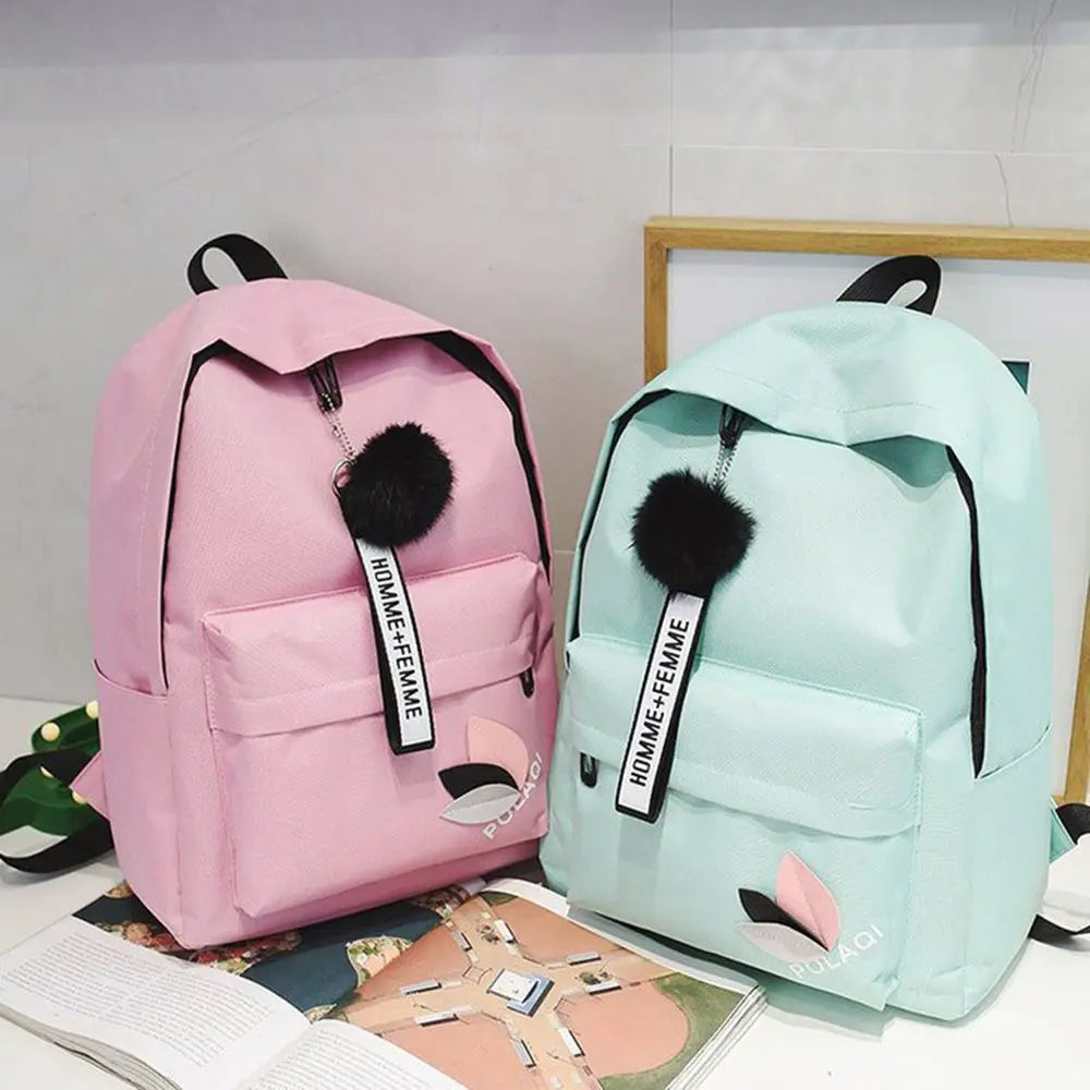 Printed Leaves Backpack Large Capacity Rucksack Zipper Portable Knapsack Female Shoulder Bag Simple Student Schoolbag