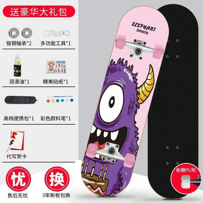 Skateboard profissional para iniciantes meninos e meninas crianças adolescentes adultos street quatro rodas dupla articulação