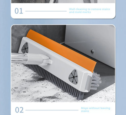 Escova de Limpeza com Cabo Longo Ajustável Escalável Multifuncional para Banheiro, Limpeza de Piso, Raspador de Silicone, Vassoura Mágica, Limpador de Vidros