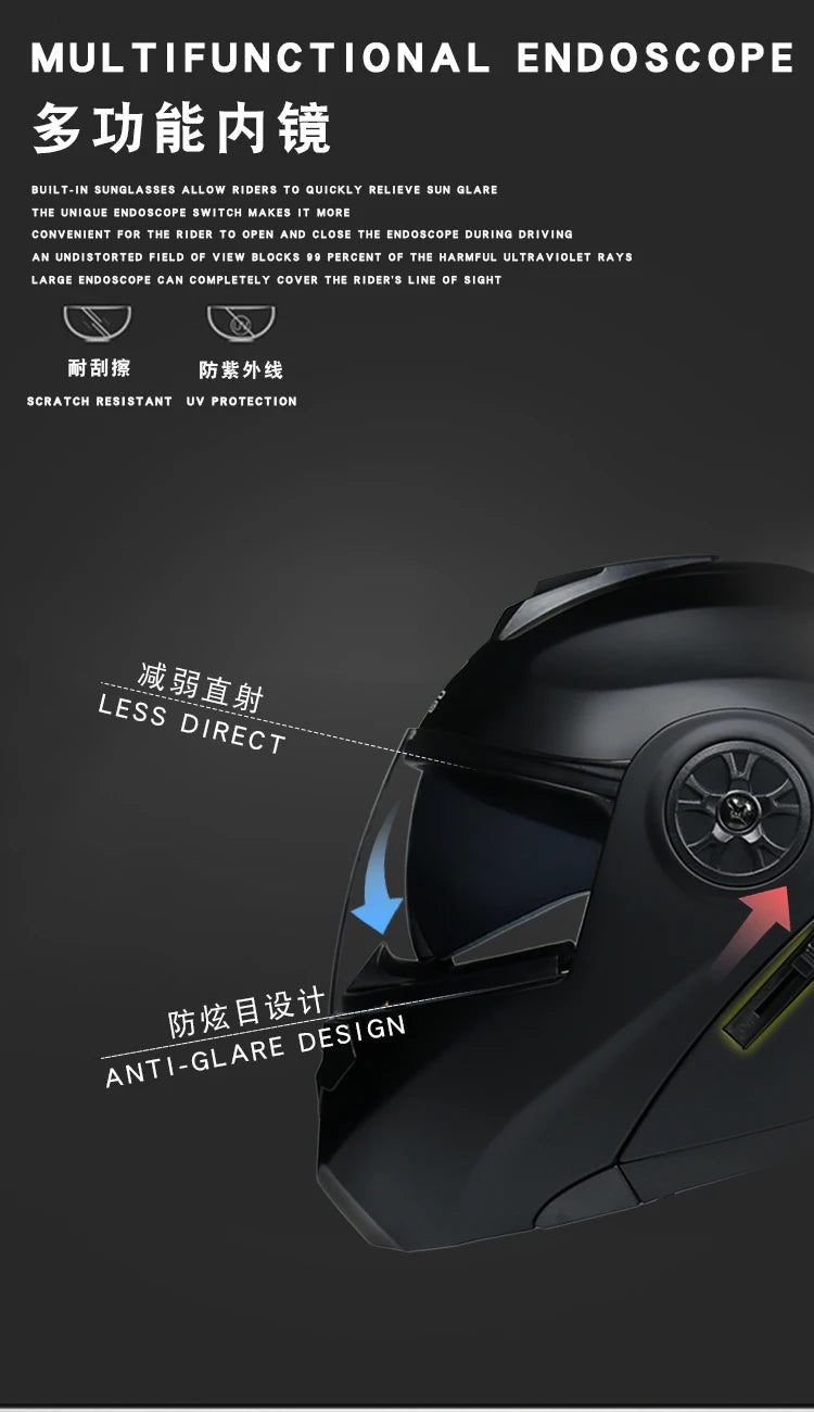 Capacete Modular Dobrável de Moto de Segurança Aprovado pelo DOT Mais Recente Voyage Racing com Lente Dupla e Viseira Interna