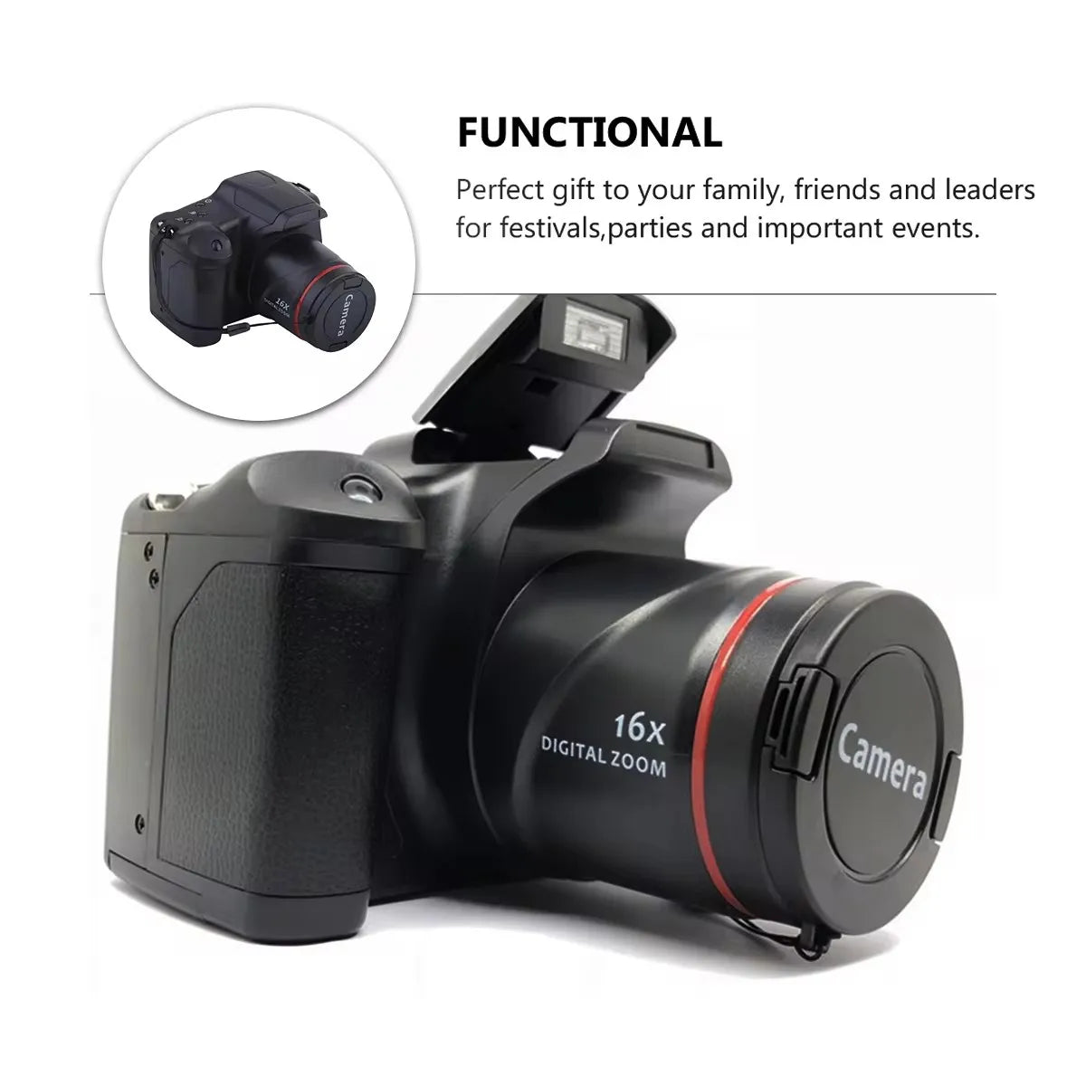 Digital Camera Portable 16X Zoom Video Camcorder Photography Telephoto Camera For Students Beginner Professional Photographer