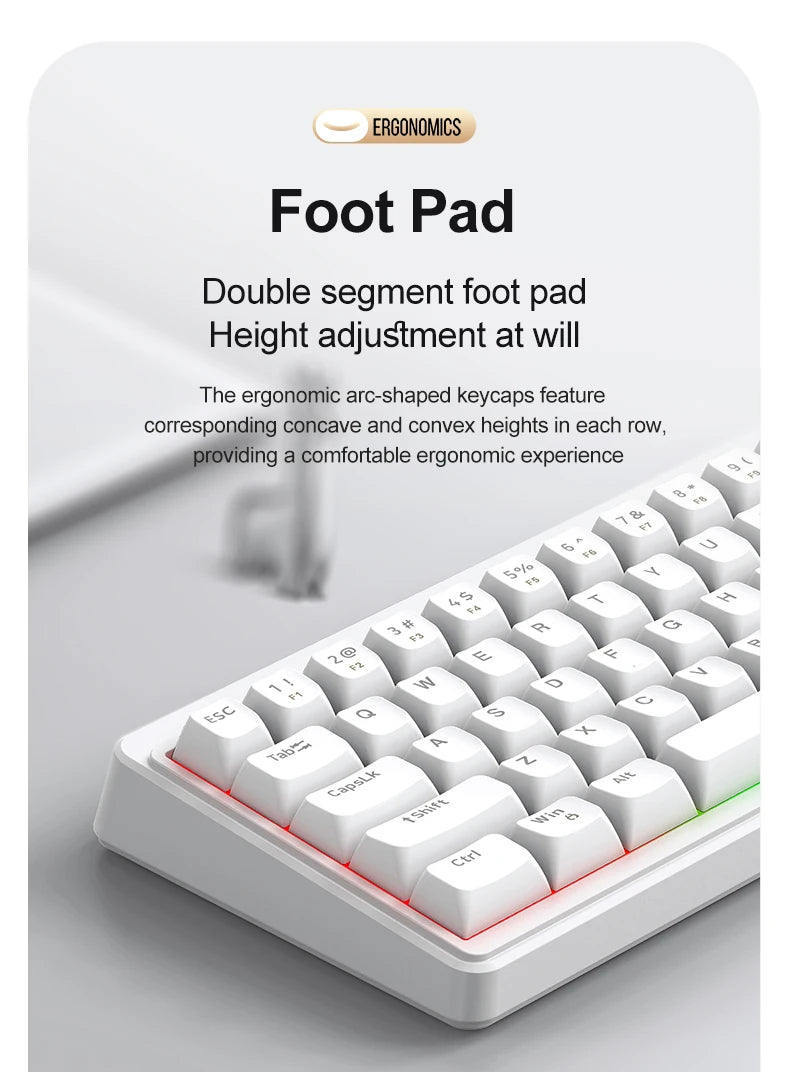 Teclado Mecânico Feel FREEWOLF M68SE 68 Teclas Mini Com Fio Compacto Silencioso para Laptops, Jogos e Uso de Escritório