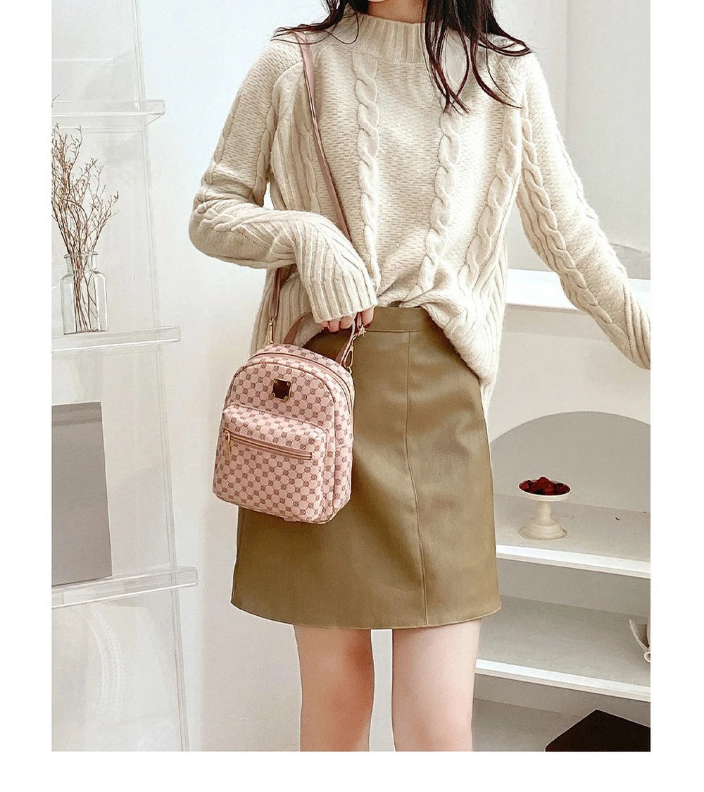 Polka Dot Women Backpack 2025 Fashion PU Leather Large Capacity Bookbag Casual Print Daypack For School College Girls