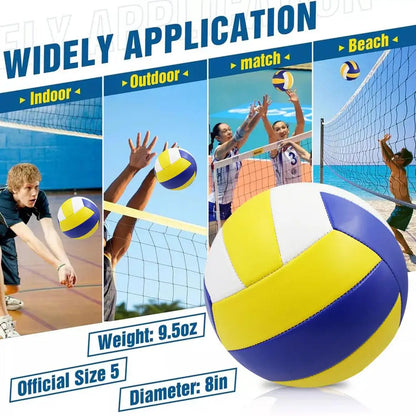 Bola de Vôlei Nº 5 PVC Profissional para Competições de Vôlei de Praia, Exterior e Treinamento Esportivo Indoor, Macia, Leve e Hermética
