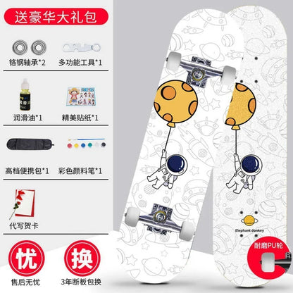 Skateboard profissional para iniciantes meninos e meninas crianças adolescentes adultos street quatro rodas dupla articulação