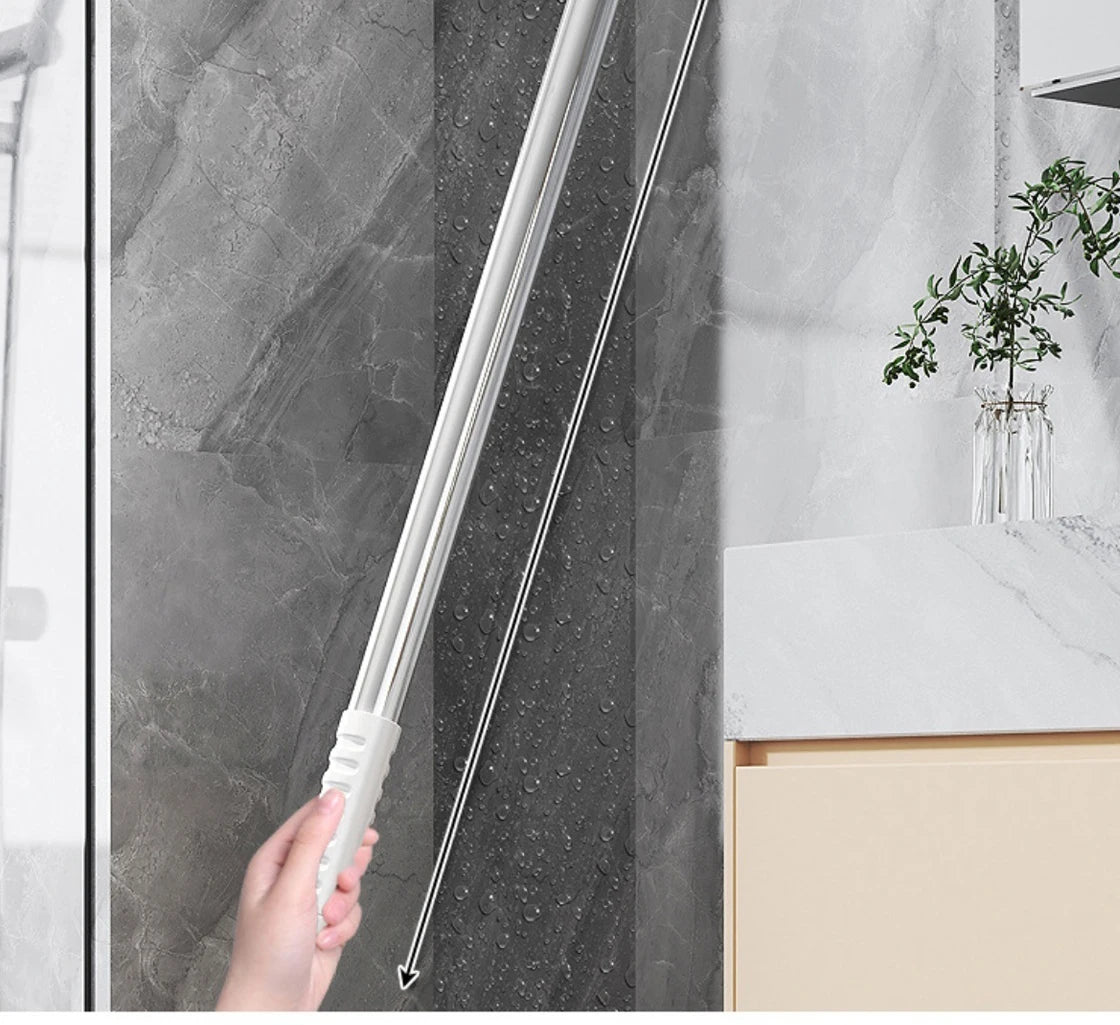 Escova de Limpeza com Cabo Longo Ajustável Escalável Multifuncional para Banheiro, Limpeza de Piso, Raspador de Silicone, Vassoura Mágica, Limpador de Vidros