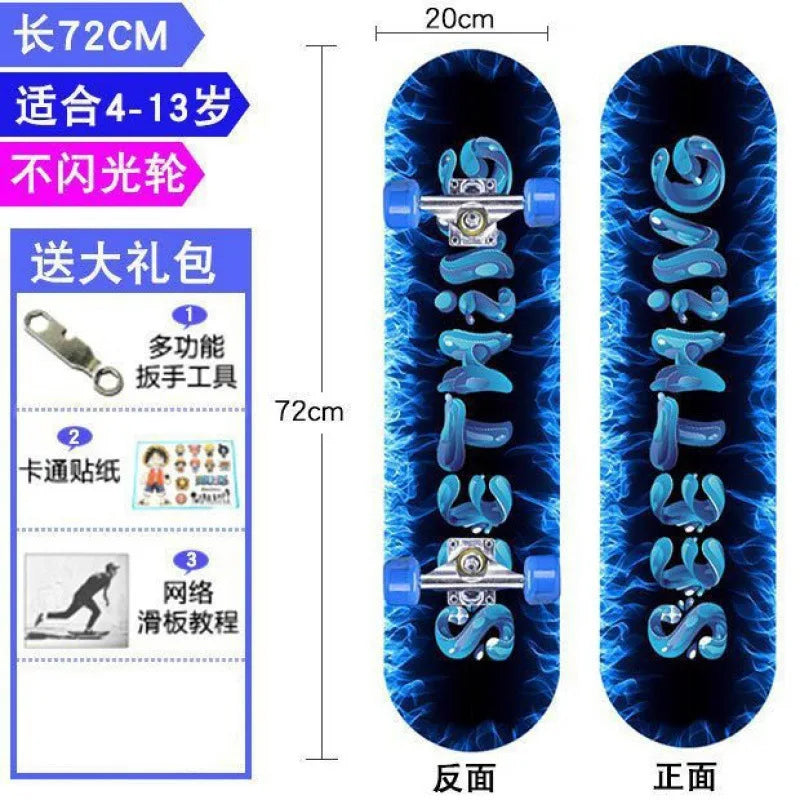 Skateboard profissional para iniciantes meninos e meninas crianças adolescentes adultos street quatro rodas dupla articulação