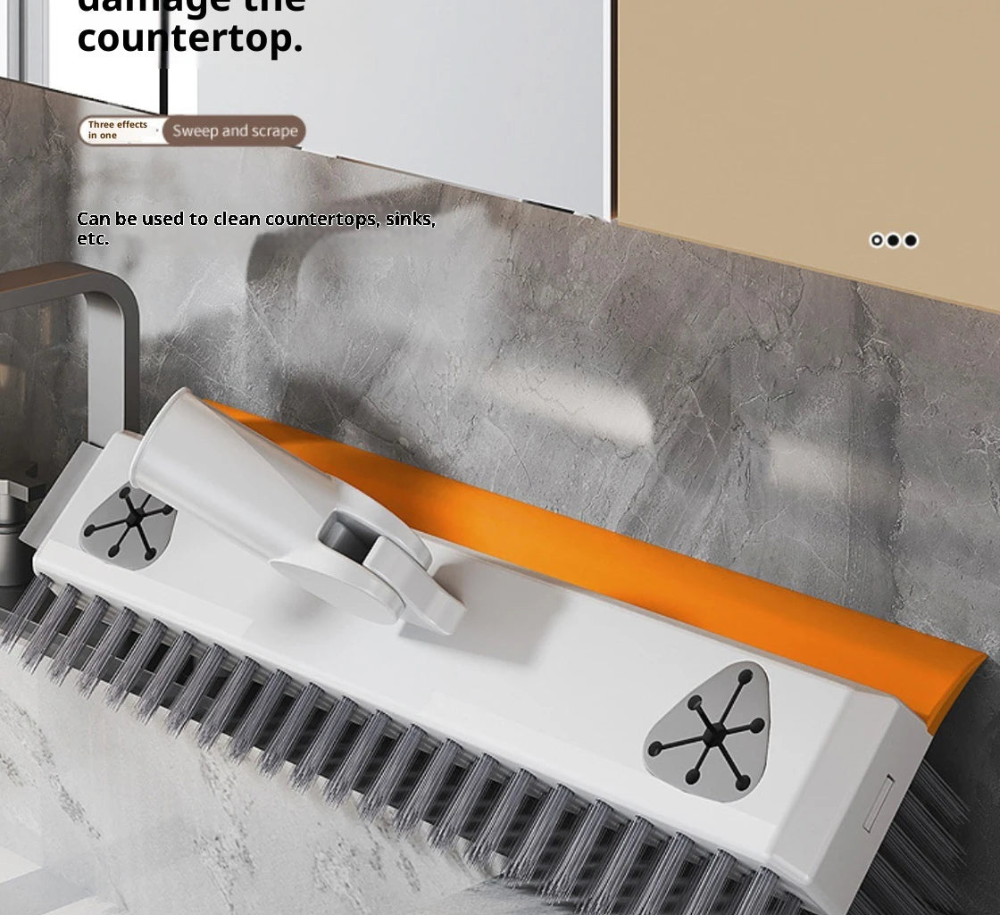 Escova de Limpeza com Cabo Longo Ajustável Escalável Multifuncional para Banheiro, Limpeza de Piso, Raspador de Silicone, Vassoura Mágica, Limpador de Vidros