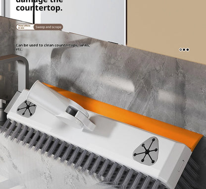 Escova de Limpeza com Cabo Longo Ajustável Escalável Multifuncional para Banheiro, Limpeza de Piso, Raspador de Silicone, Vassoura Mágica, Limpador de Vidros