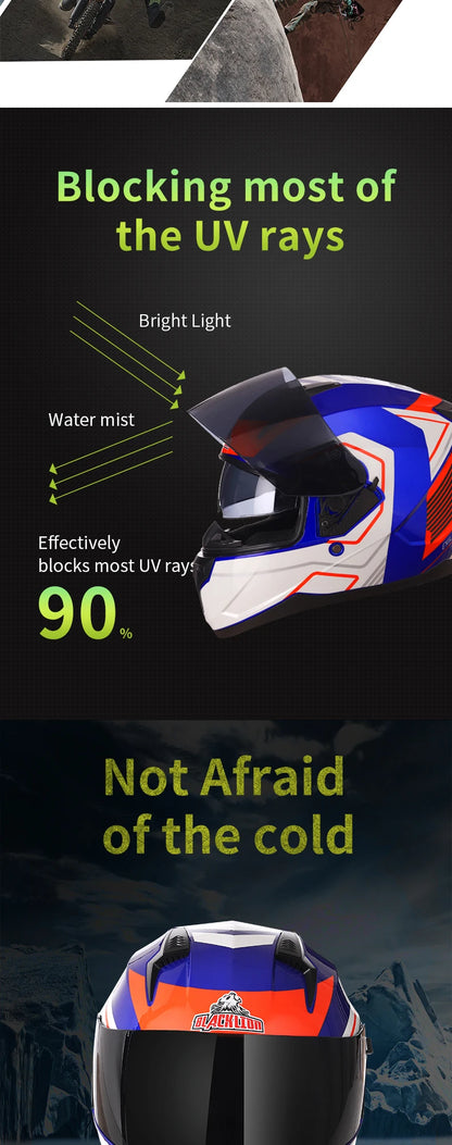 Motorcycle Helmet Full Face Double Lens Capacete Professional Men Women Four Seasons DOT ECE Approved Safety Protective Casco