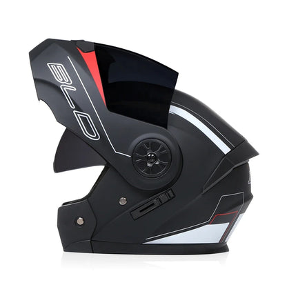 Capacete Modular com Duas Lentes BLD para Motocicleta, Seguro, Rebatível, Capacetes Profissionais de Motocross e Corrida, Capacete Integral para Moto