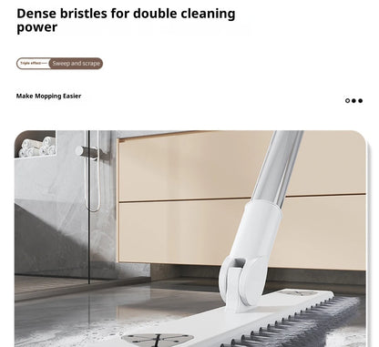 Escova de Limpeza com Cabo Longo Ajustável Escalável Multifuncional para Banheiro, Limpeza de Piso, Raspador de Silicone, Vassoura Mágica, Limpador de Vidros