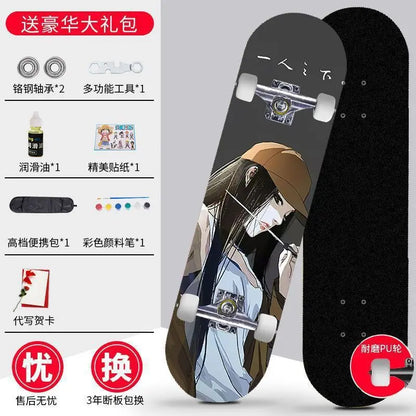 Skateboard profissional para iniciantes meninos e meninas crianças adolescentes adultos street quatro rodas dupla articulação