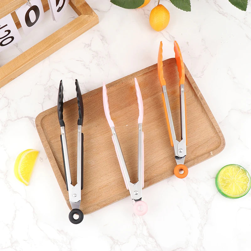 Pegador de Silicone para Churrasco, Cozinha, Salada, Pão, Pegador Antiaderente para Churrasco, Clipes e Grampos de Aço Inoxidável, Ferramentas e Gadgets