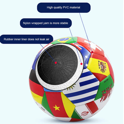 Bola de Futebol com Estampa de Bandeira, Tamanho Oficial 5, Bola de Jogo de Futebol para Partidas ao Ar Livre, Pvc 2,7mm Espessura, Bola de Treinamento de Time