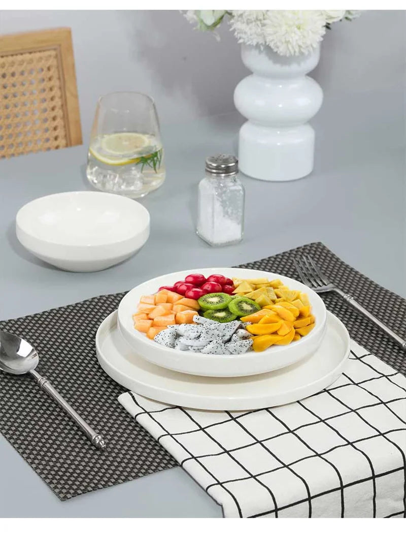 Conjuntos de Louça de Porcelana Peças Tigelas e Pratos Brancos Conjunto de Pratos Resistente a Riscos Tigela de Cerâmica