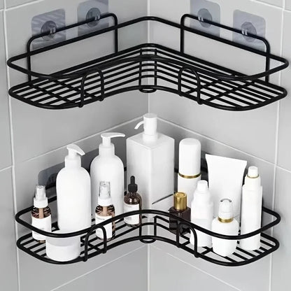 Prateleira de Banheiro Suporte para Shampoo Rack de Armazenamento Cozinha Sem Perfuração Prateleira Triangular Acessórios de Banheiro