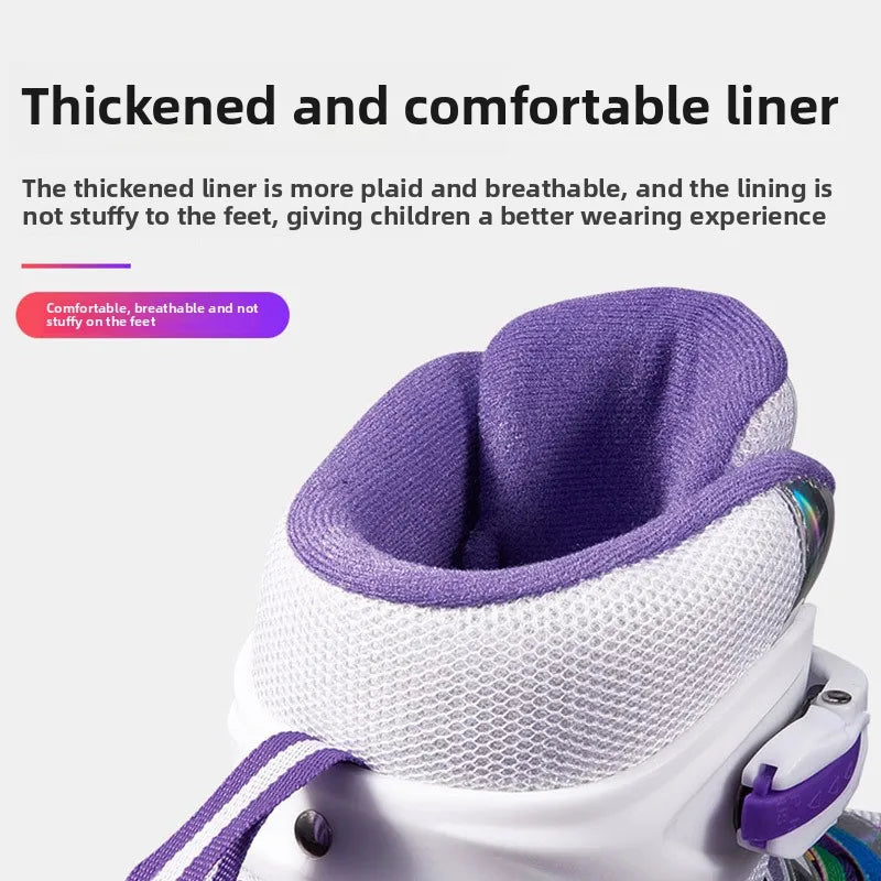 Patins Elegantes de Quatro Tamanhos Ajustáveis com Dupla Fila para Crianças
