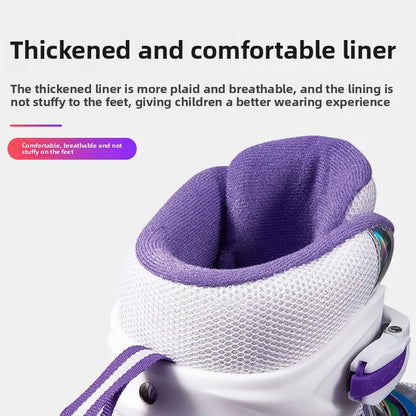 Patins Elegantes de Quatro Tamanhos Ajustáveis com Dupla Fila para Crianças