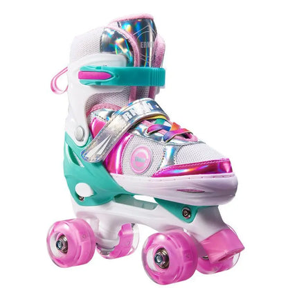 Patins Elegantes de Quatro Tamanhos Ajustáveis com Dupla Fila para Crianças