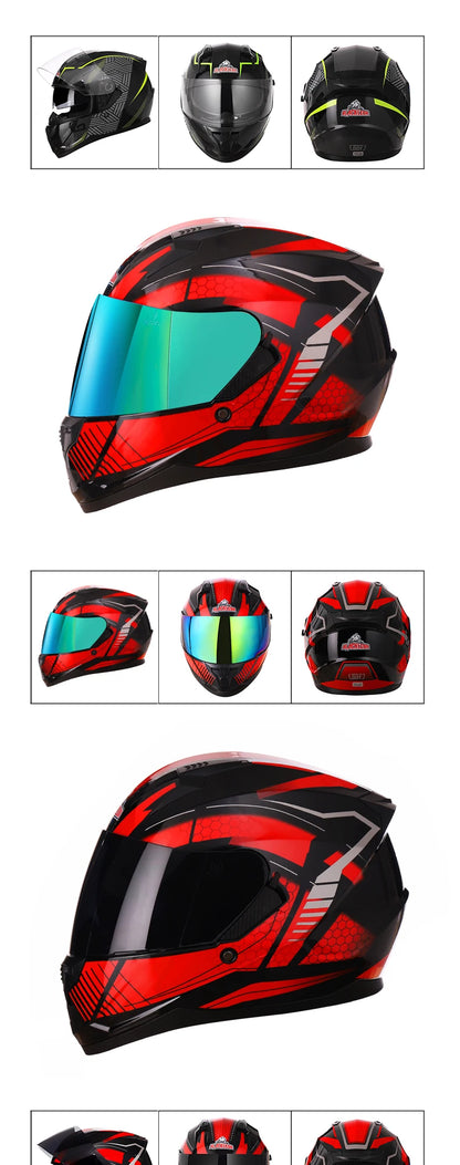 Motorcycle Helmet Full Face Double Lens Capacete Professional Men Women Four Seasons DOT ECE Approved Safety Protective Casco